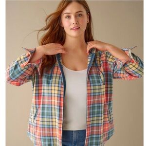L.L. Bean Plaid Jean Jacket in Coral, Blue, Green, Yellow
